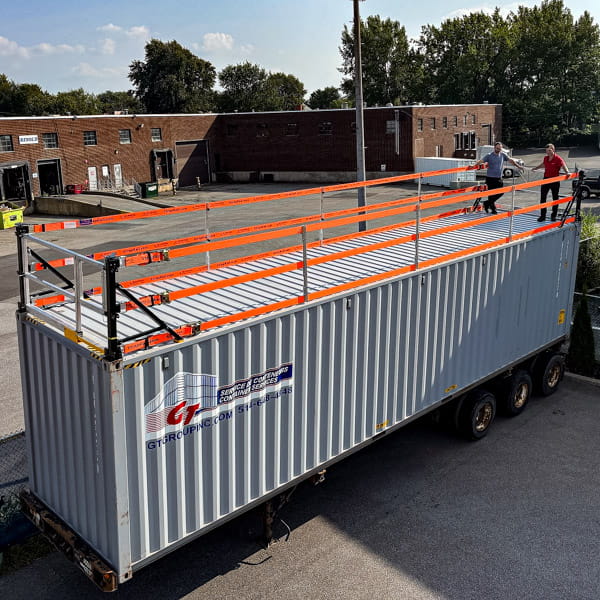 CubeRail.com CubeRail provides fall protection on top of a converted shipping container.