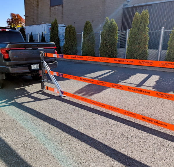 HitchRail.com HitchRail creates a super strong barrier between two pickup trucks in minutes.