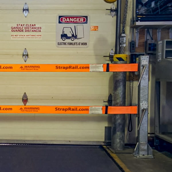 RampRail.com RampRail protecting a loading dock.